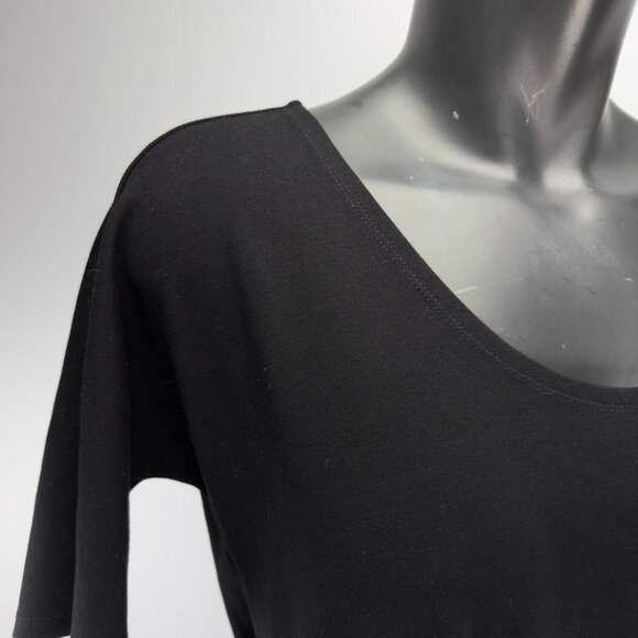 ELISA C-ROSSOW Knit Designer Belted w/Pockets Black Short Sleeve T-Shirt Dress M - Picture 5 of 8